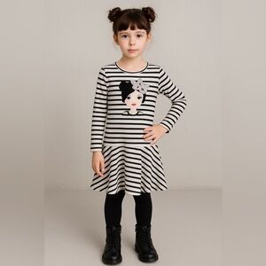 Sonia Rykeil Efant Embellished Black Striped Dress